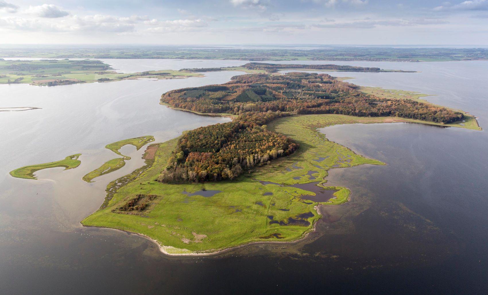 Luftfoto af halvøen Bognæs i Roskilde Fjord